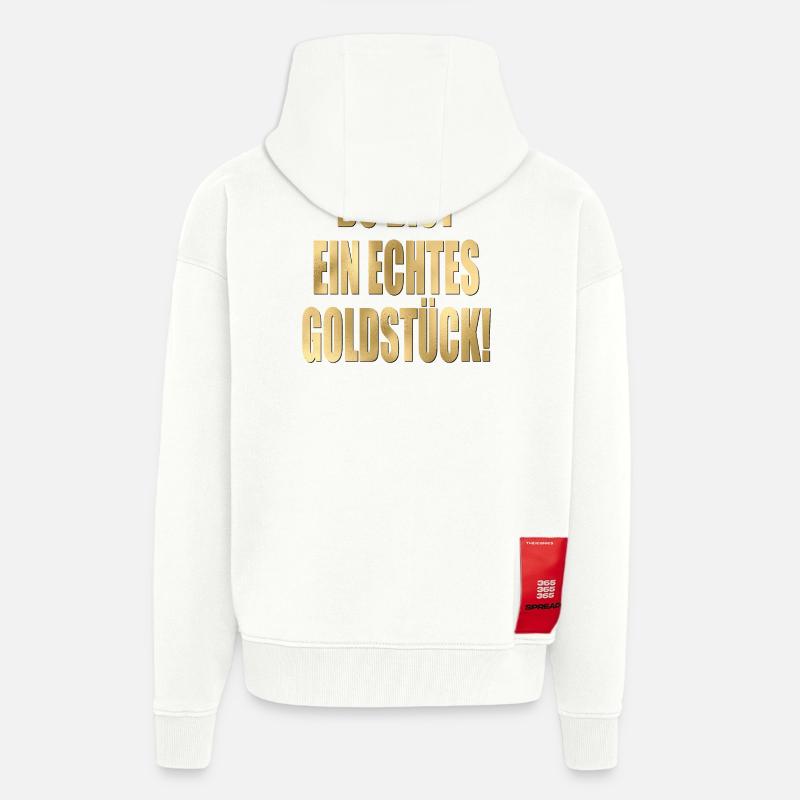 DANKESCHÖN GESCHENKE - KOMPLIMENTE GOLDSTÜCK - Zip Hoodie - made by SPREAD - OFF WHITE
