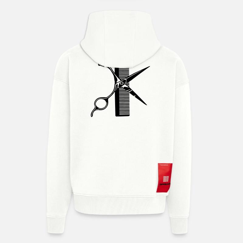 Peigne à ciseaux - Veste à capuche bio épaisse oversize fabriqué en UE - OFF WHITE