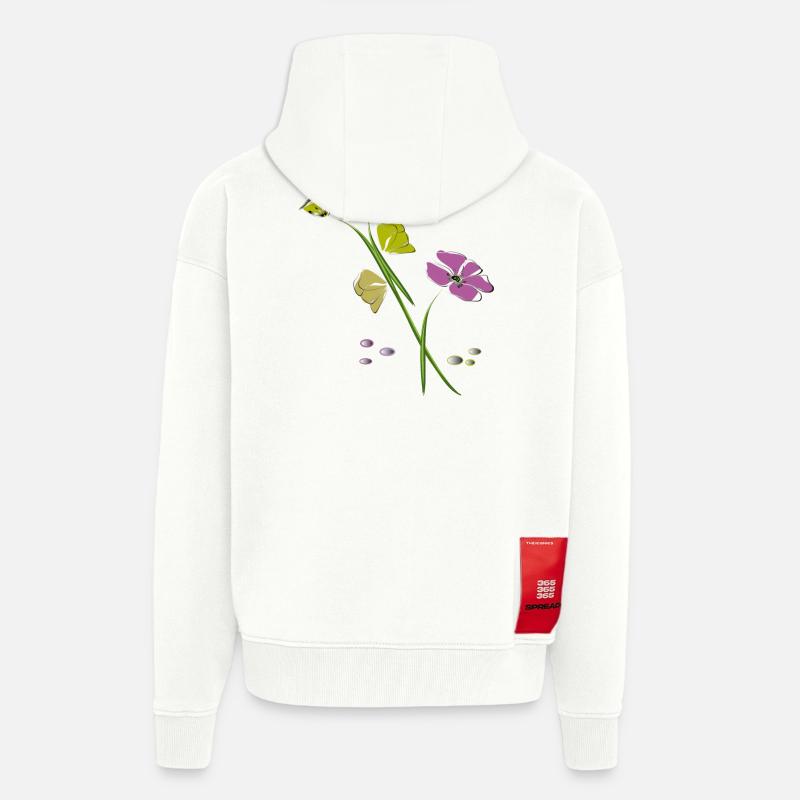 Blumen, Fleurs - Veste à capuche bio épaisse oversize fabriqué en UE - OFF WHITE