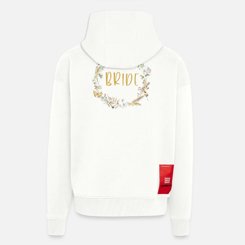 Team Bride! Boho Kranz, personalisierbar - Zip Hoodie - made by SPREAD - OFF WHITE