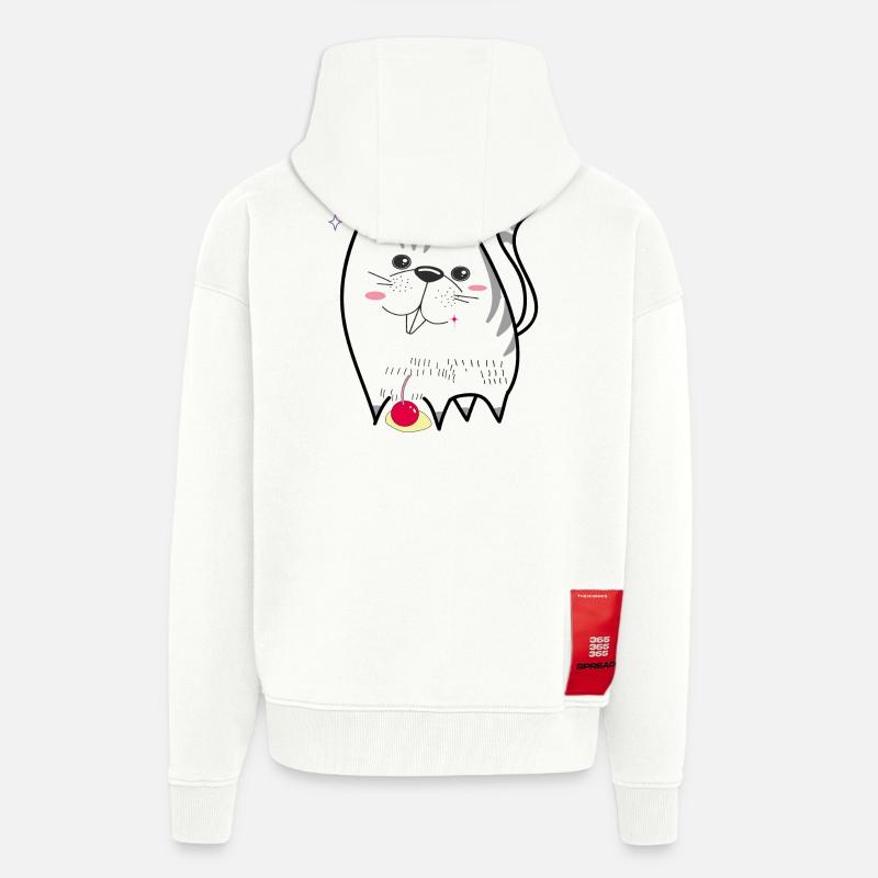 chat mignon - Veste à capuche bio épaisse oversize fabriqué en UE - OFF WHITE