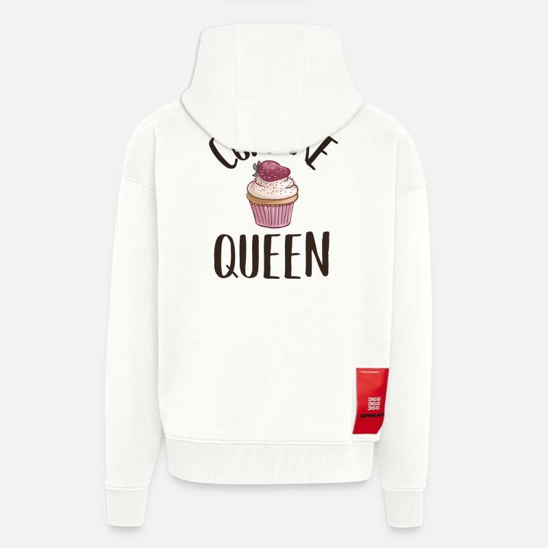 Cuisson de cupcakes Queen pour Baker - Veste à capuche bio épaisse oversize fabriqué en UE - OFF WHITE