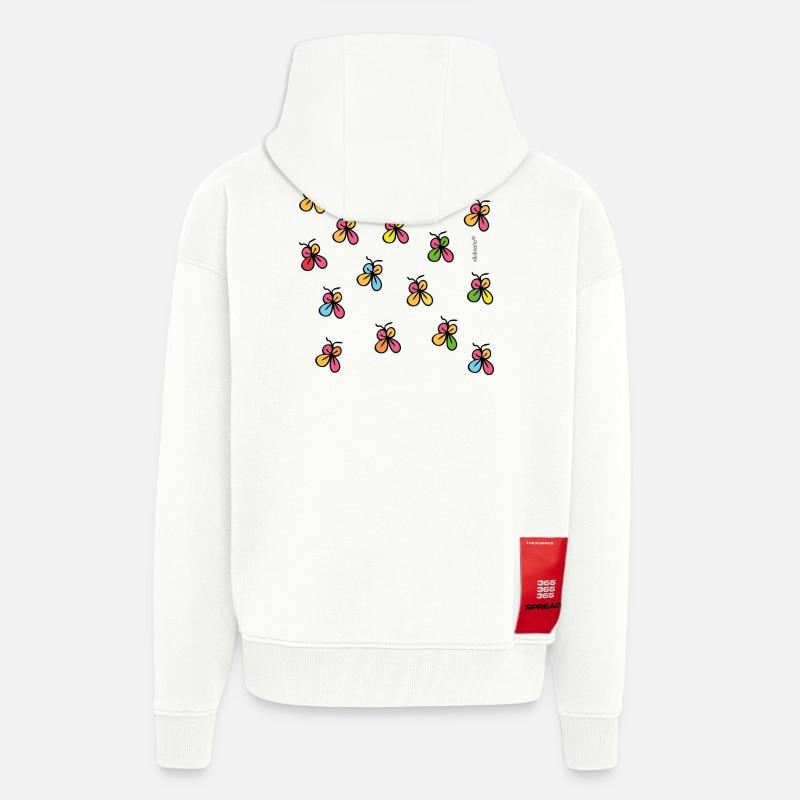 Neonschmetterlinge in schwarzer Silhouette - Zip Hoodie - made by SPREAD - OFF WHITE
