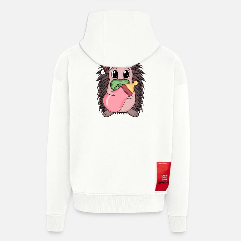 Hérisson bébé Noël - Veste à capuche bio épaisse oversize fabriqué en UE - OFF WHITE