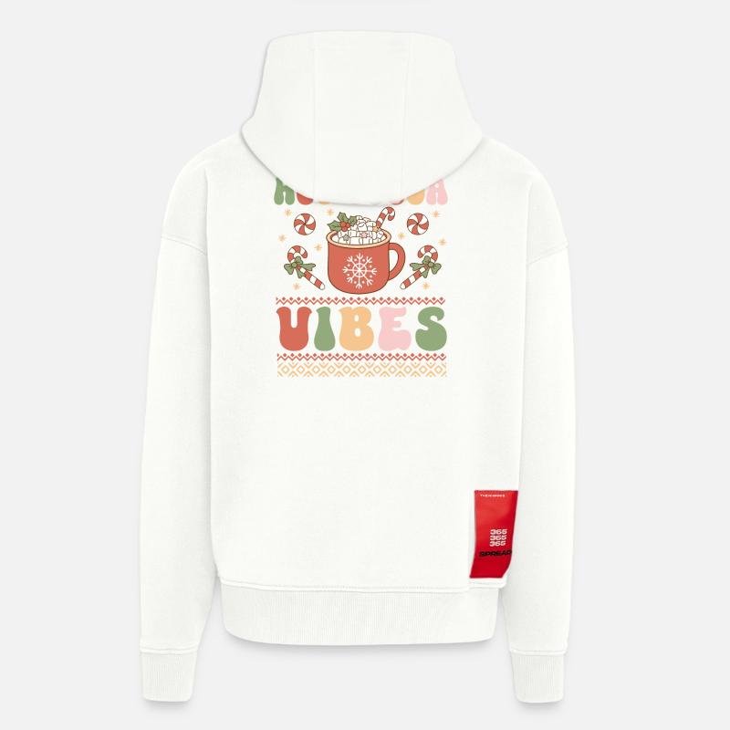 Pull de Noël moche - Veste à capuche bio épaisse oversize fabriqué en UE - OFF WHITE