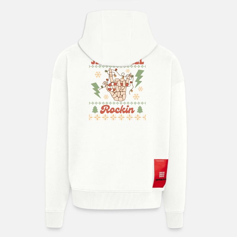 Pull de Noël moche - Veste à capuche bio épaisse oversize fabriqué en UE - OFF WHITE