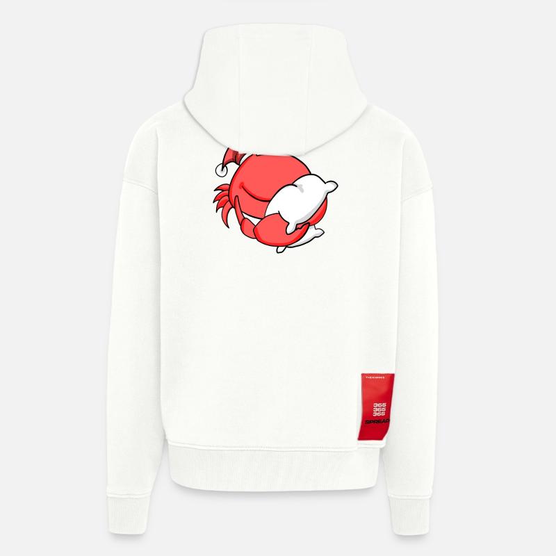 Crabe Mignon Fatigué Noël - Veste à capuche bio épaisse oversize fabriqué en UE - OFF WHITE
