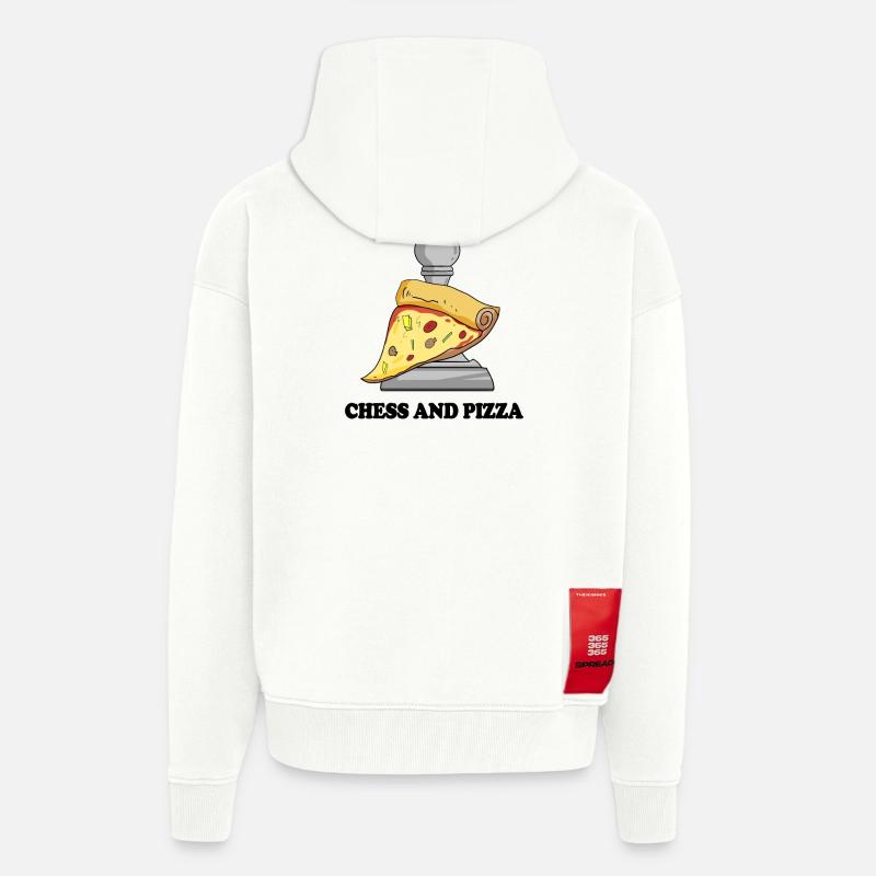 Échecs et pizza - Veste à capuche bio épaisse oversize fabriqué en UE - OFF WHITE