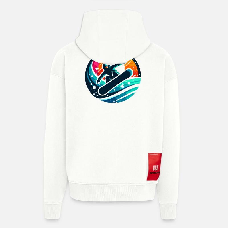 Vibrations de l'Évolution du Snowboard - Veste à capuche bio épaisse oversize fabriqué en UE - OFF WHITE