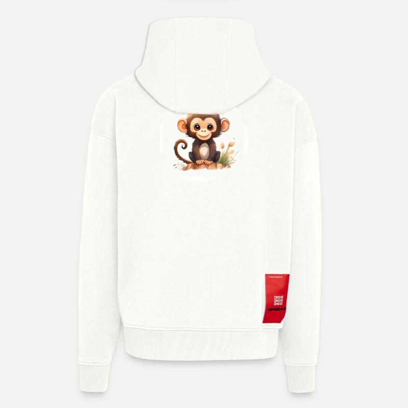 Affe Aquarell - Zip Hoodie - made by SPREAD - OFF WHITE
