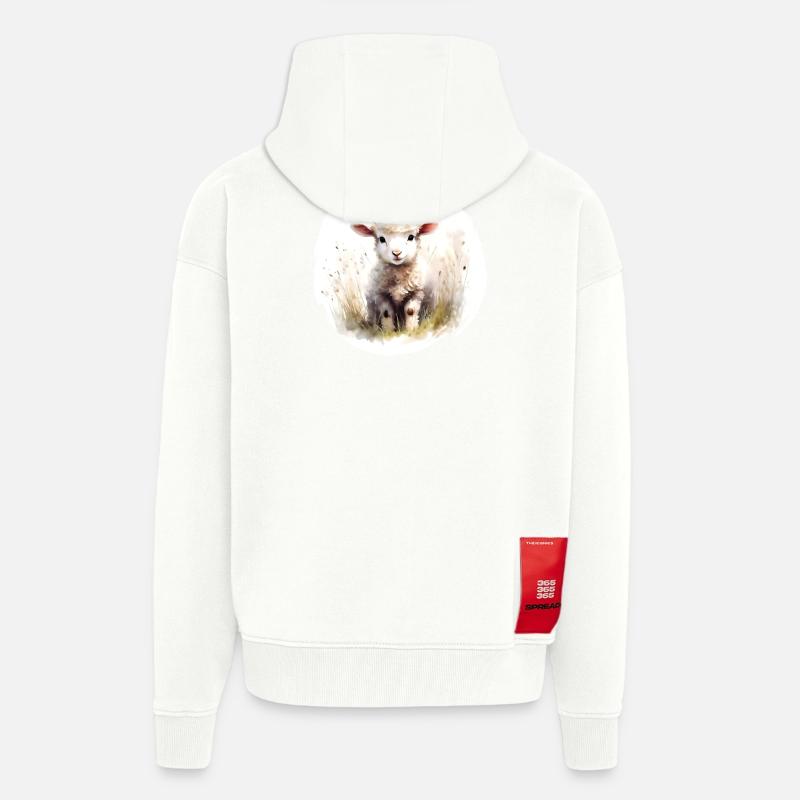 Lamm Aquarell - Zip Hoodie - made by SPREAD - OFF WHITE