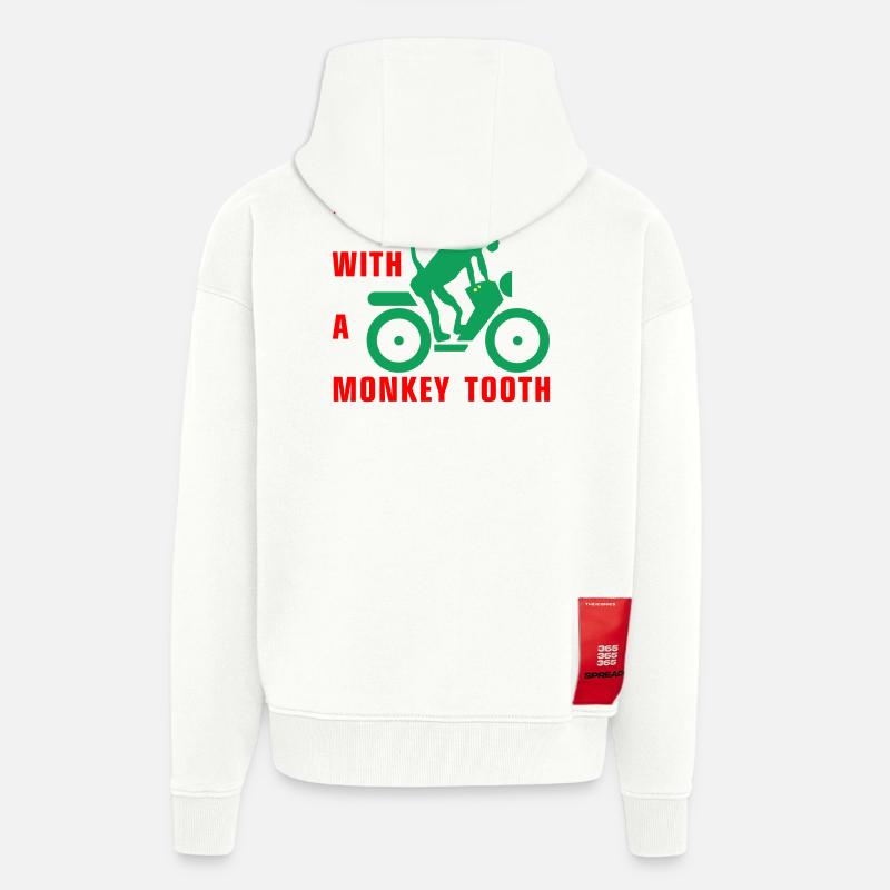 Driving with a monkey tooth - Affenzahn - Zip Hoodie - made by SPREAD - OFF WHITE