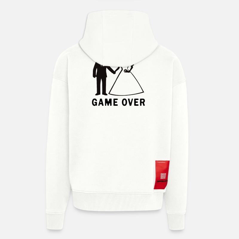 Jeunes mariés Game Over Mariage - Veste à capuche bio épaisse oversize fabriqué en UE - OFF WHITE