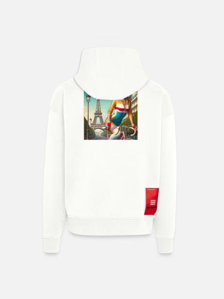 Paris Retro Radfahrer-Pinup - Zip Hoodie - made by SPREAD - OFF WHITE