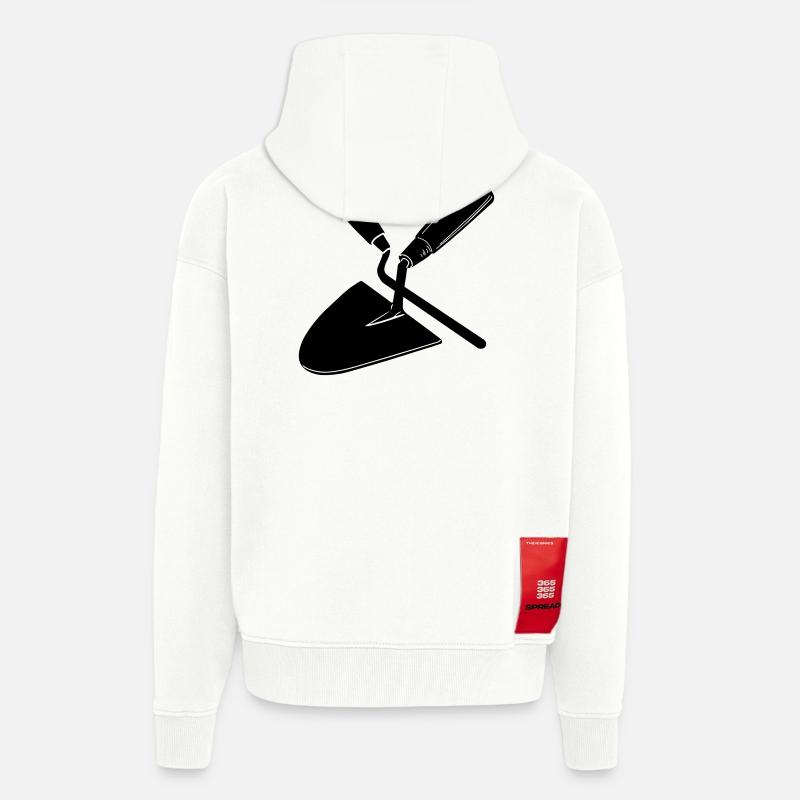 Joint nail and trowel, mason's tools - Zip Hoodie - made by SPREAD - OFF WHITE