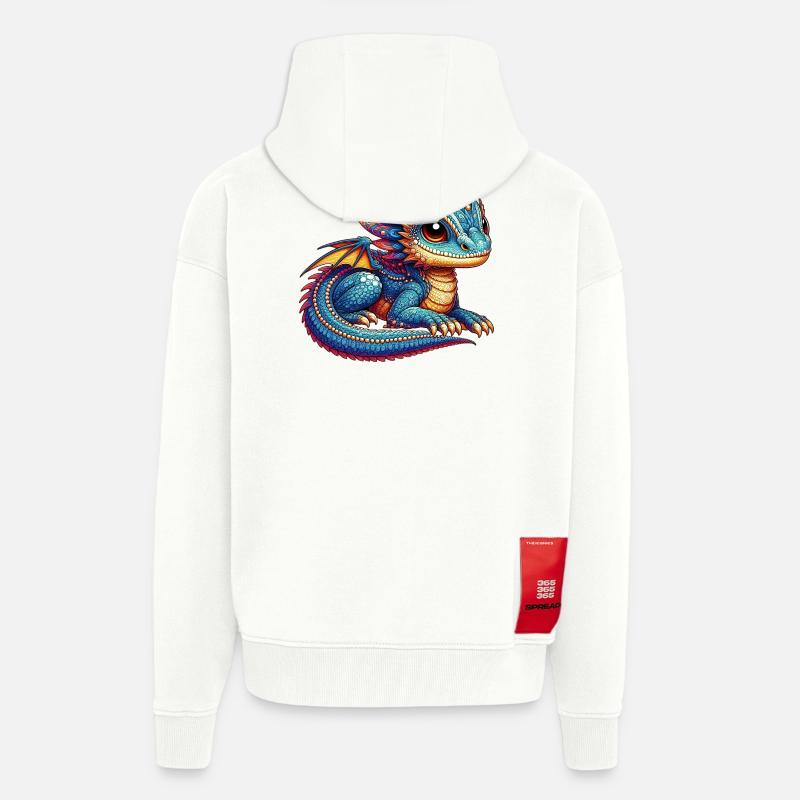 Dragon - Veste à capuche bio épaisse oversize fabriqué en UE - OFF WHITE