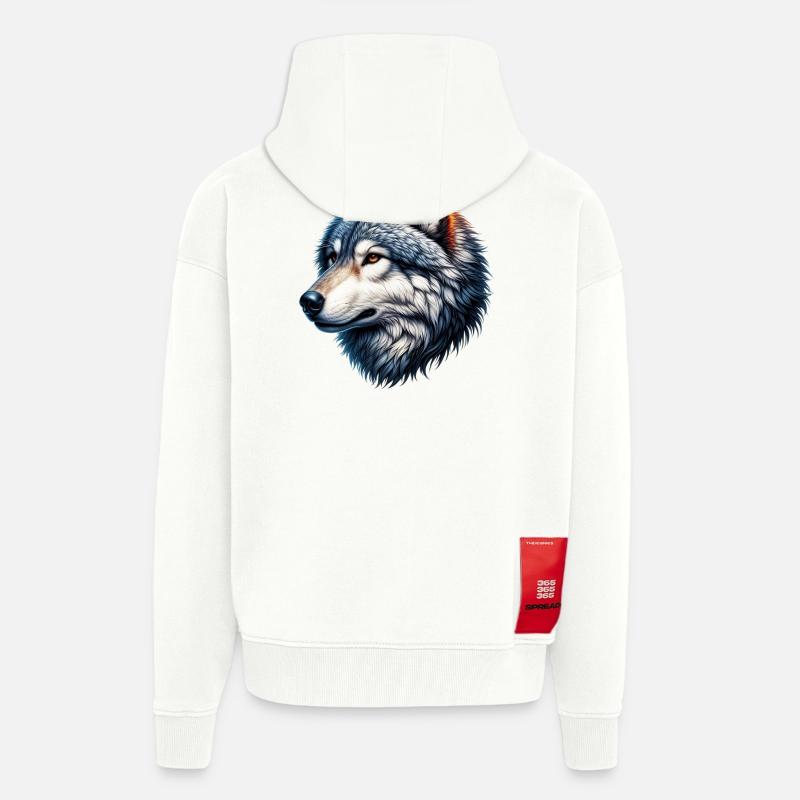 Wolf - Zip Hoodie - made by SPREAD - OFF WHITE