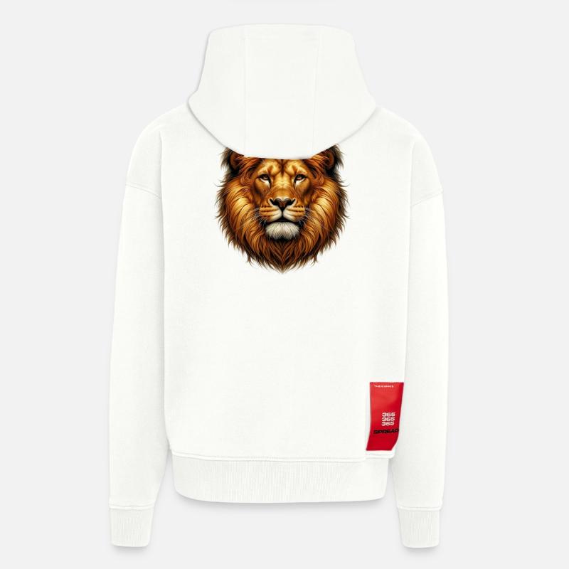 Lion - Veste à capuche bio épaisse oversize fabriqué en UE - OFF WHITE