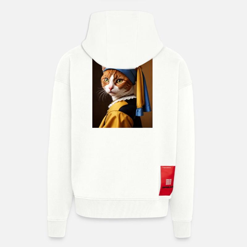 Die Katze mit dem Perlenohrgehänge - Zip Hoodie - made by SPREAD - OFF WHITE