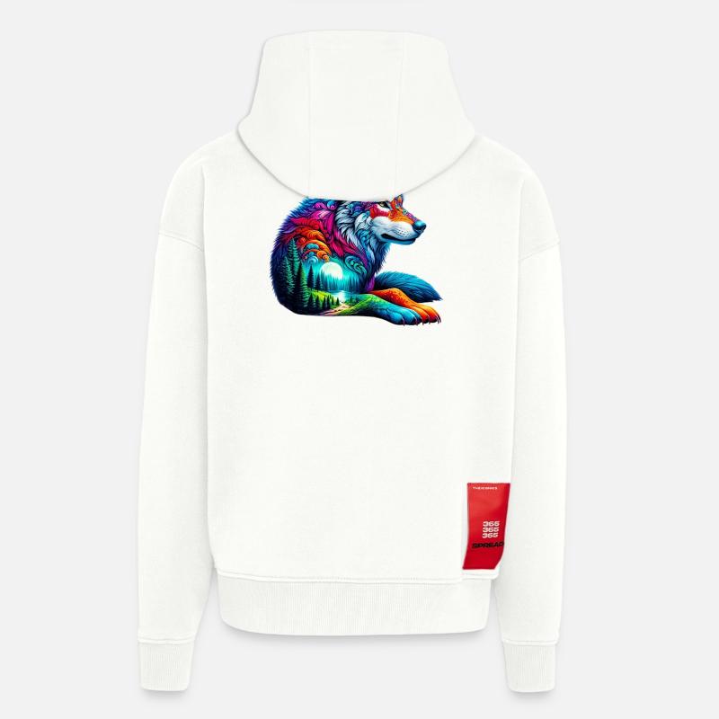 Wolf - Zip Hoodie - made by SPREAD - OFF WHITE