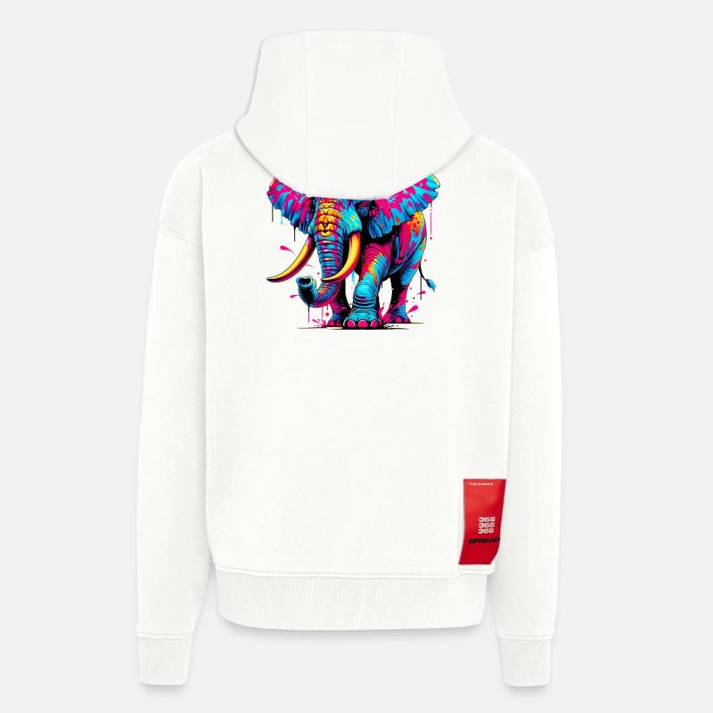 Éléphant - Veste à capuche bio épaisse oversize fabriqué en UE - OFF WHITE