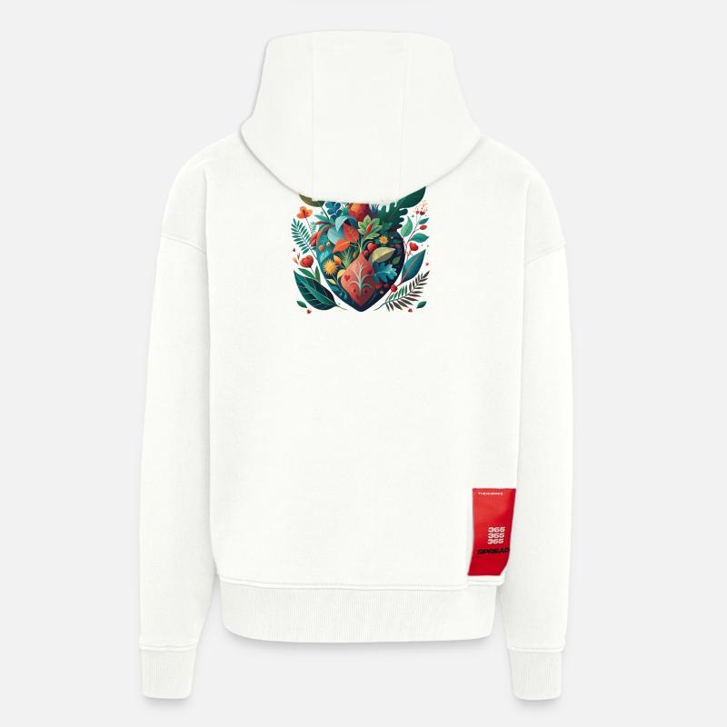 Regenbogen Botanisches Herz - Zip Hoodie - made by SPREAD - OFF WHITE