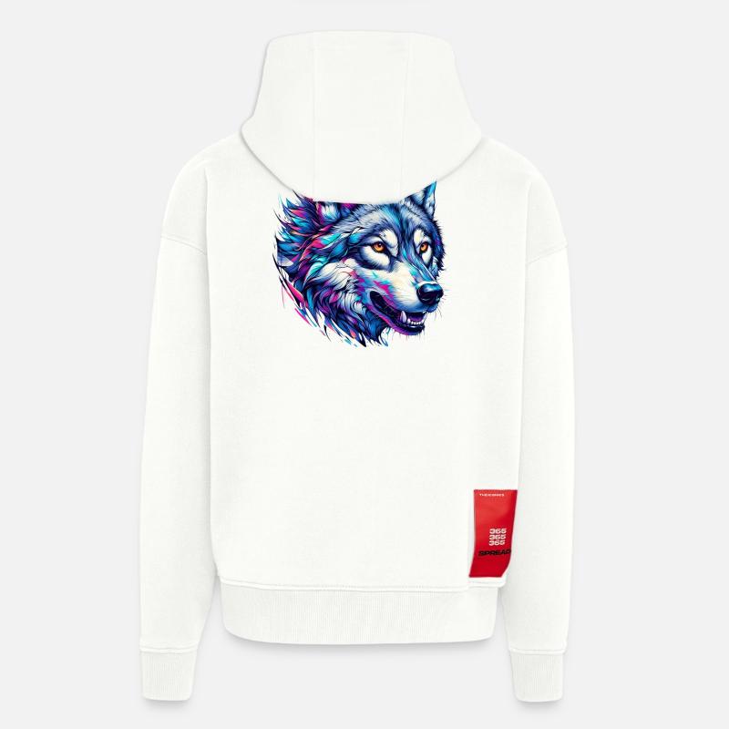 Wolf - Zip Hoodie - made by SPREAD - OFF WHITE