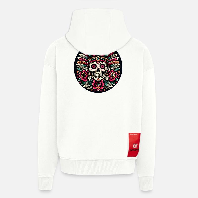 Maya Skull 2 - Zip Hoodie - made by SPREAD - OFF WHITE