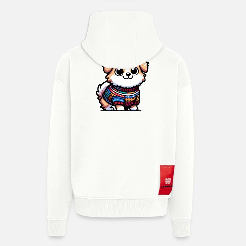 Snug Pup: Der Pullover tragende Hund - Zip Hoodie - made by SPREAD - OFF WHITE