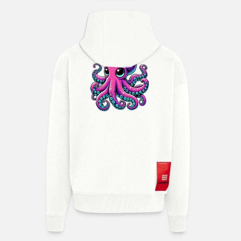 Pieuvre - Veste à capuche bio épaisse oversize fabriqué en UE - OFF WHITE