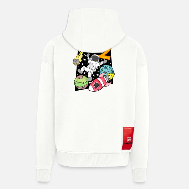 2 Anniversaire Garçon Astronaute - Veste à capuche bio épaisse oversize fabriqué en UE - OFF WHITE