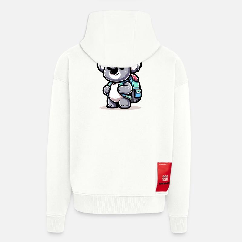 Backpacker Koala : le compagnon globe-trotter - Veste à capuche bio épaisse oversize fabriqué en UE - OFF WHITE
