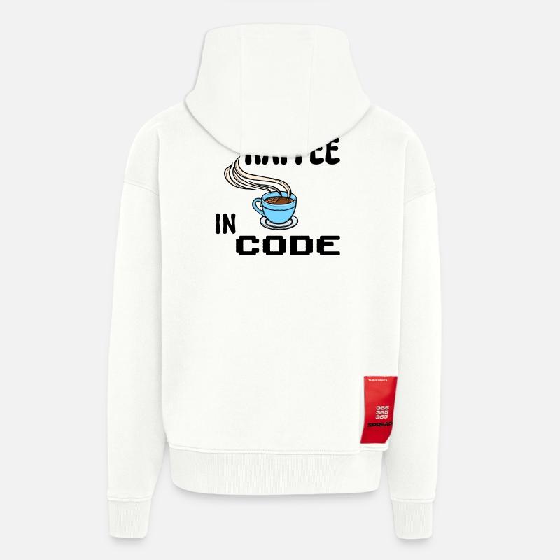 Coden Computerfreak Déclaration du développeur Nerd - Veste à capuche bio épaisse oversize fabriqué en UE - OFF WHITE