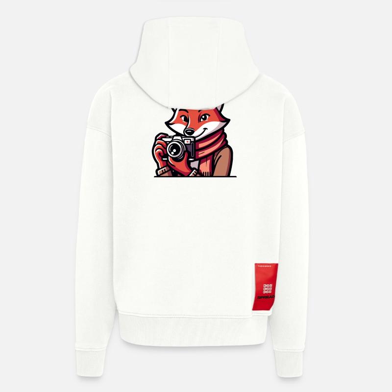 Shutter Fox : l’aventurier de l’instantané - Veste à capuche bio épaisse oversize fabriqué en UE - OFF WHITE