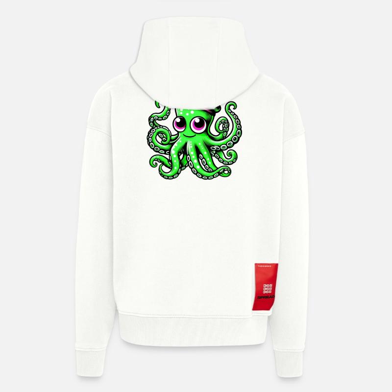 Pieuvre - Veste à capuche bio épaisse oversize fabriqué en UE - OFF WHITE