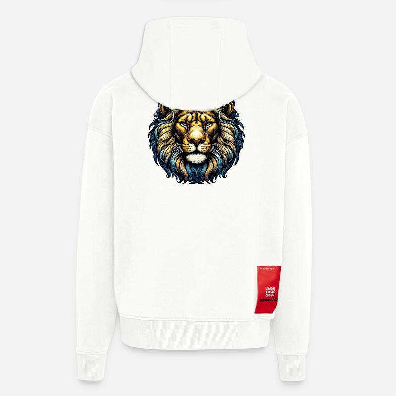 Lion - Veste à capuche bio épaisse oversize fabriqué en UE - OFF WHITE