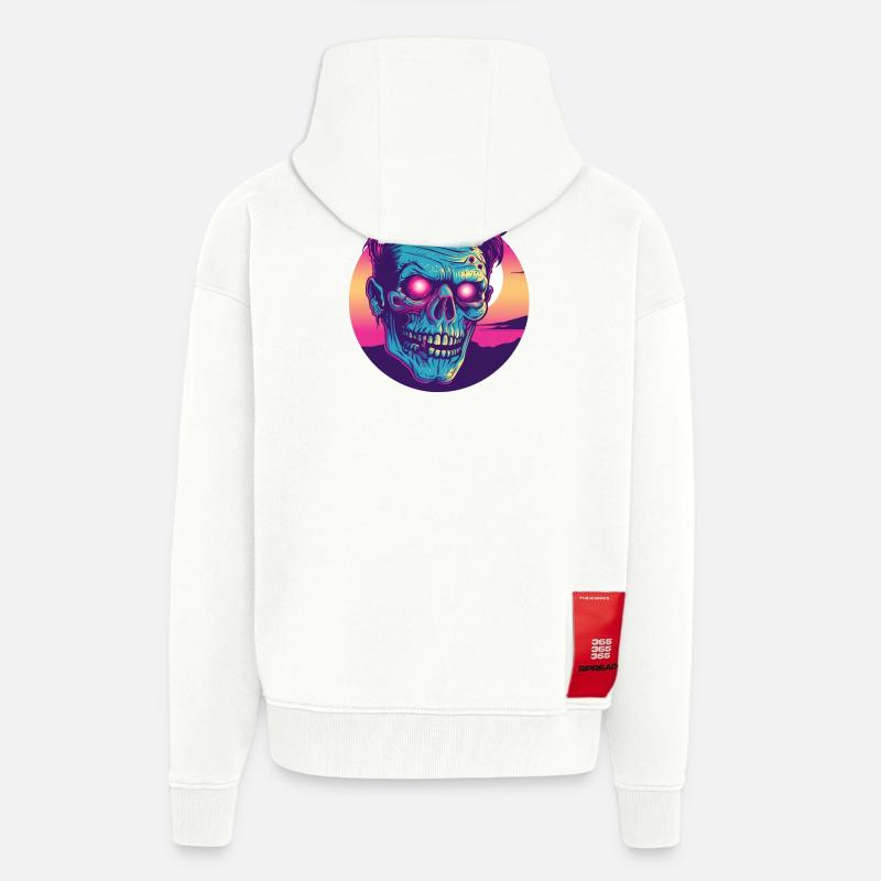 Zombie synthwave 2 - Veste à capuche bio épaisse oversize fabriqué en UE - OFF WHITE