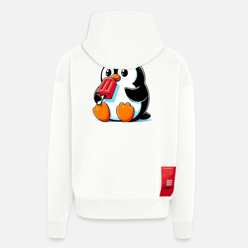 Pinguin isst ein Eis am Stiel - Zip Hoodie - made by SPREAD - OFF WHITE