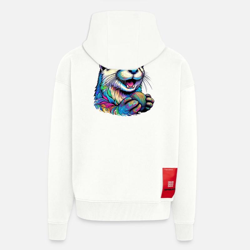 Fischotter mit Panzer - Zip Hoodie - made by SPREAD - OFF WHITE