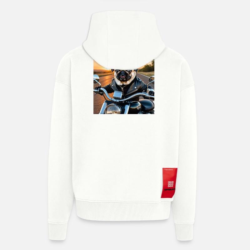 Hunde-Biker im Lederjacke Stil - Zip Hoodie - made by SPREAD - OFF WHITE