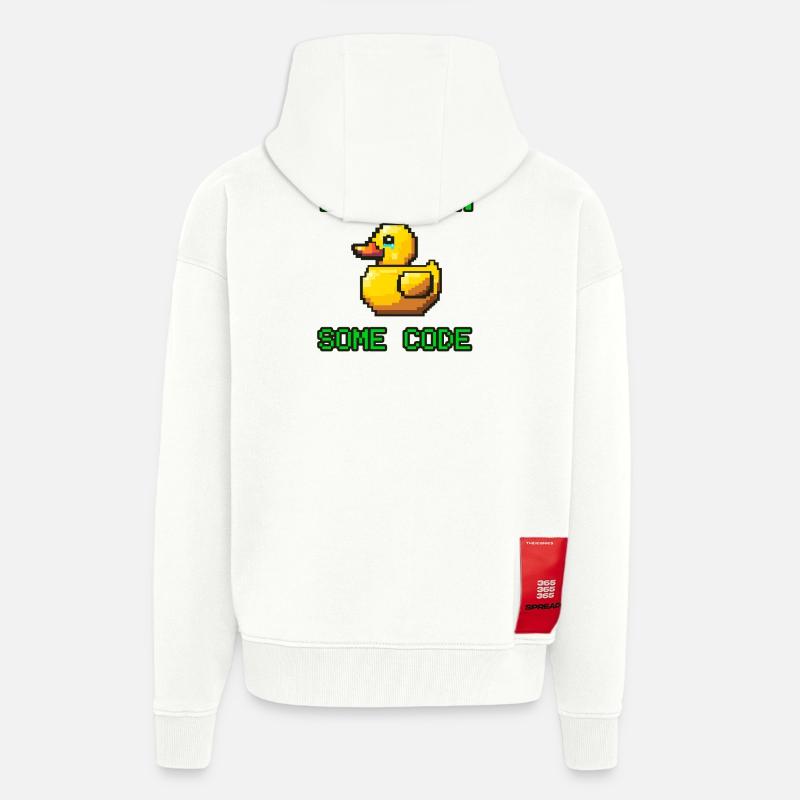 Pixel Duck J’ai vu du code - Veste à capuche bio épaisse oversize fabriqué en UE - OFF WHITE