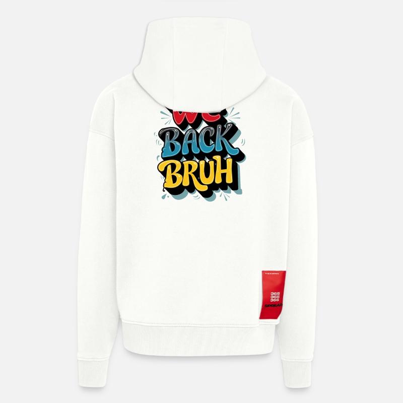 Conception de texte rétro joyeuse - Veste à capuche bio épaisse oversize fabriqué en UE - OFF WHITE