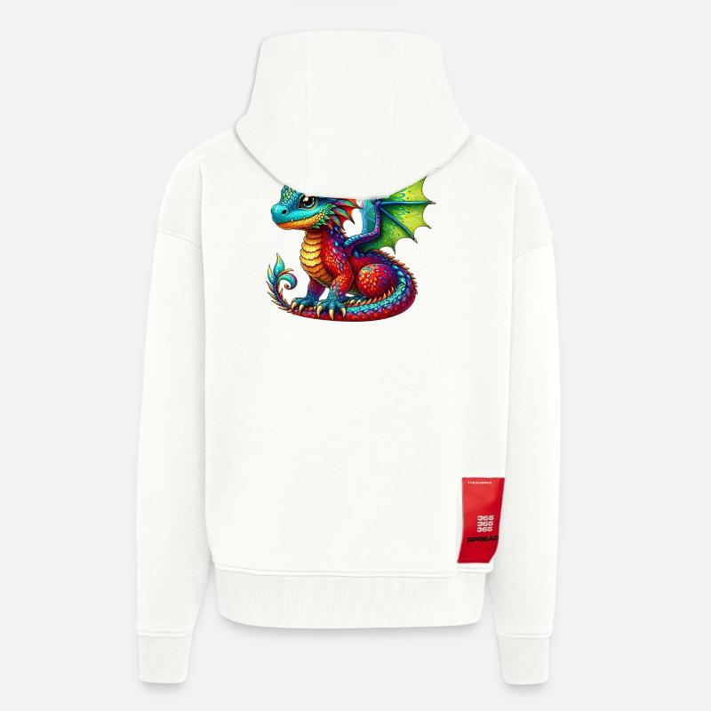 Dragon - Veste à capuche bio épaisse oversize fabriqué en UE - OFF WHITE