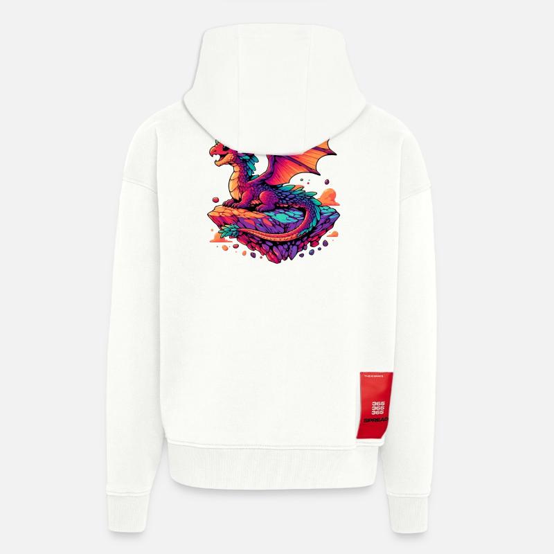 Dragon - Veste à capuche bio épaisse oversize fabriqué en UE - OFF WHITE
