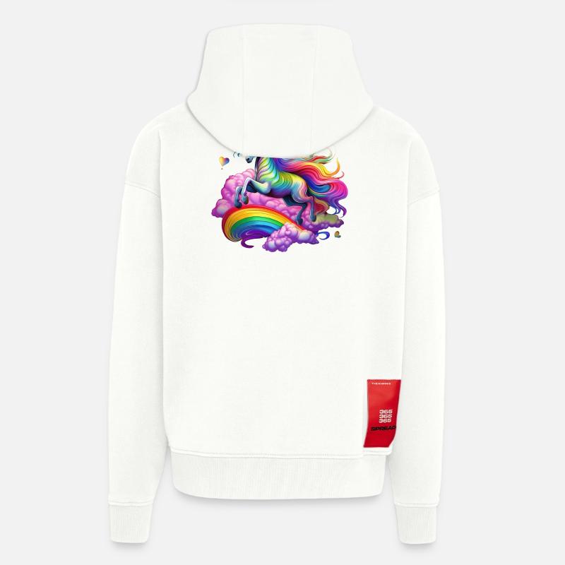 Fee Regenbogen Einhorn - Zip Hoodie - made by SPREAD - OFF WHITE