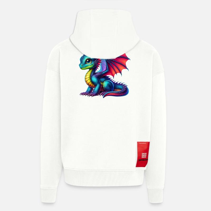 Dragon - Veste à capuche bio épaisse oversize fabriqué en UE - OFF WHITE