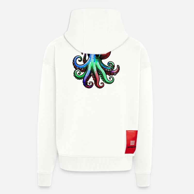 Pieuvre - Veste à capuche bio épaisse oversize fabriqué en UE - OFF WHITE