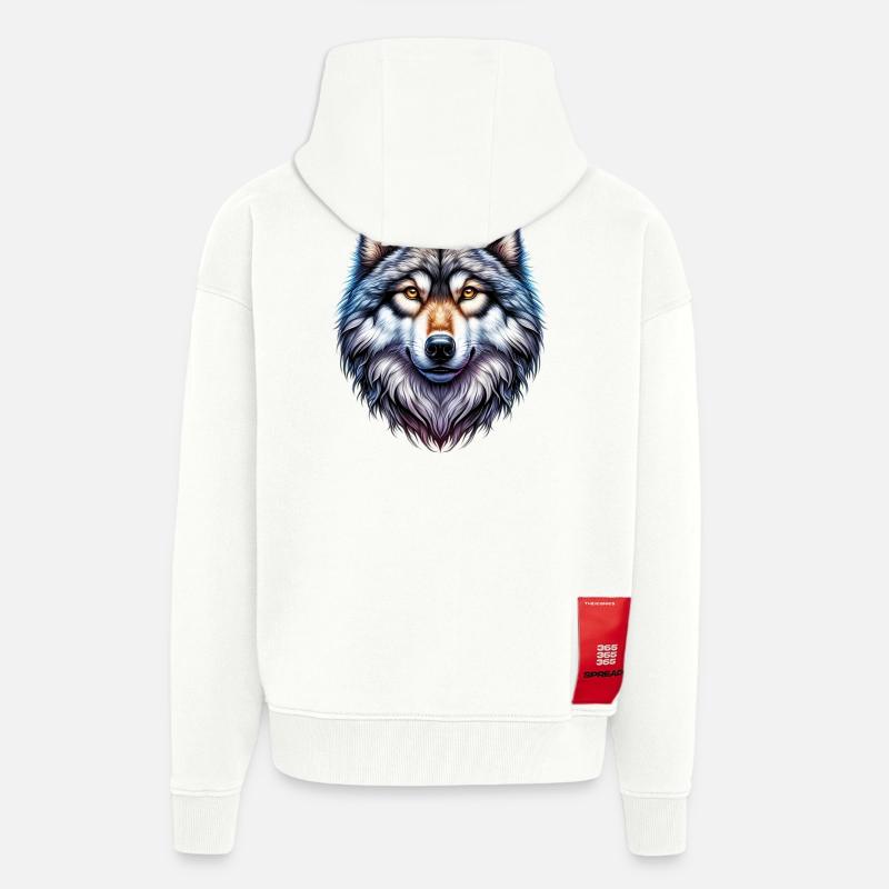 Wolf - Zip Hoodie - made by SPREAD - OFF WHITE