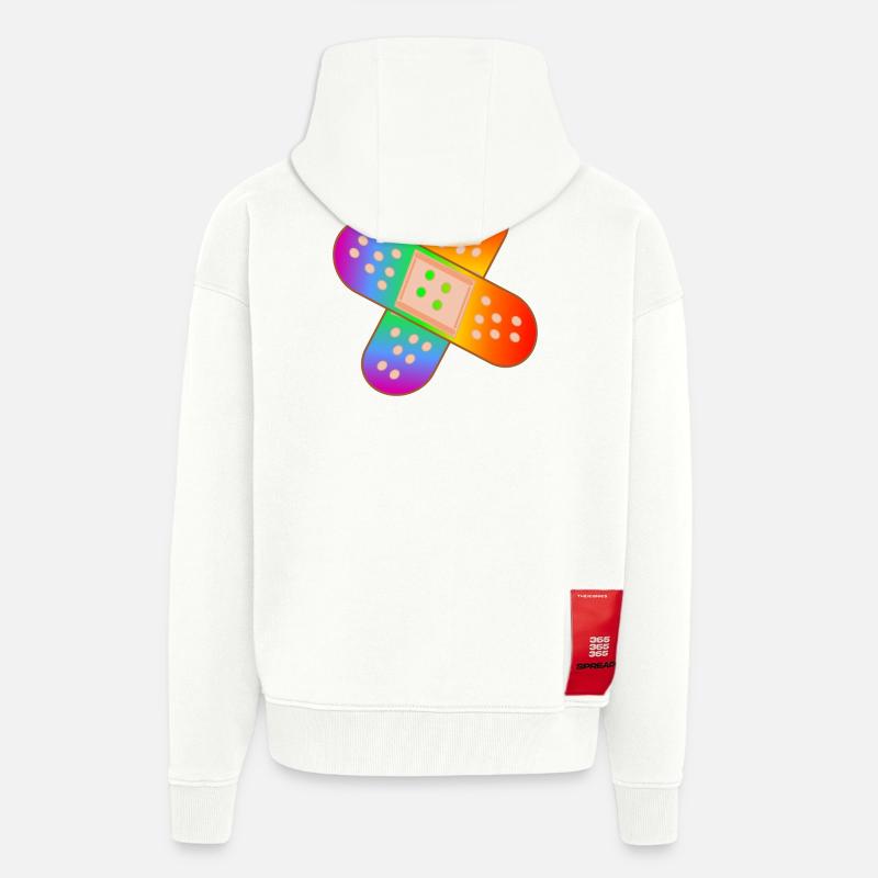 RAINBOW PATCH - Zip Hoodie - made by SPREAD - OFF WHITE