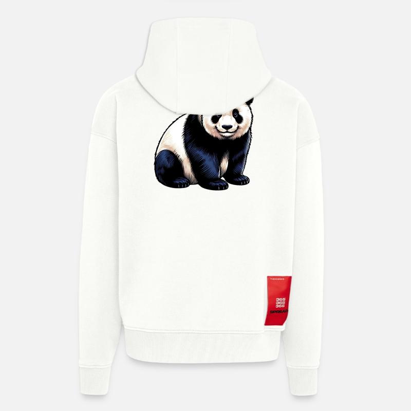 Panda - Veste à capuche bio épaisse oversize fabriqué en UE - OFF WHITE
